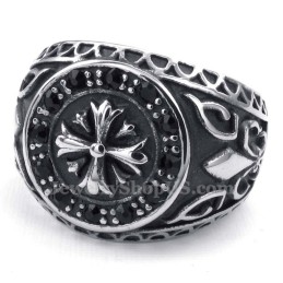 Titanring Med Svart Strass