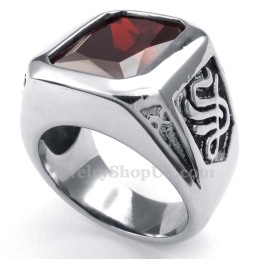 Titanring Med Röd Zirkon