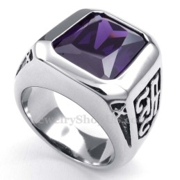 Titanring Med Lila Zirkon