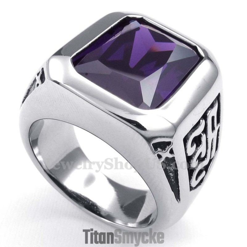Titanring Med Lila Zirkon Titanring Med Lila Zirkon