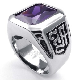 Titanring Med Lila Zirkon