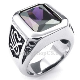 Titanring Med Lila Zirkon