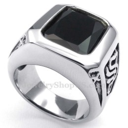 Titanring Med Svart Zirkon