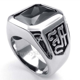 Titanring Med Svart Zirkon