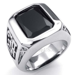 Titanring Med Svart Zirkon