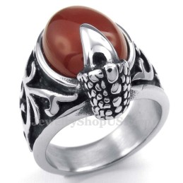 Titanröd Agat Inlagd Ring
