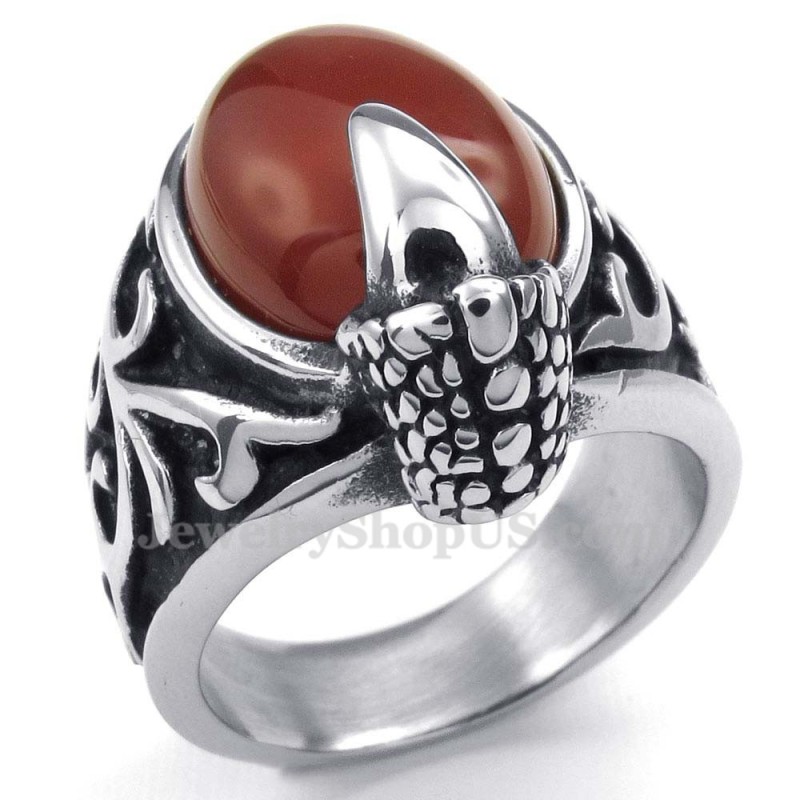 Titanröd Agat Inlagd Ring Titanröd Agat Inlagd Ring