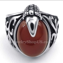 Titanröd Agat Inlagd Ring