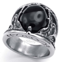 Titanring Med Svart Zirkon