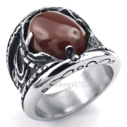 Titanröd Agat Inlagd Ring
