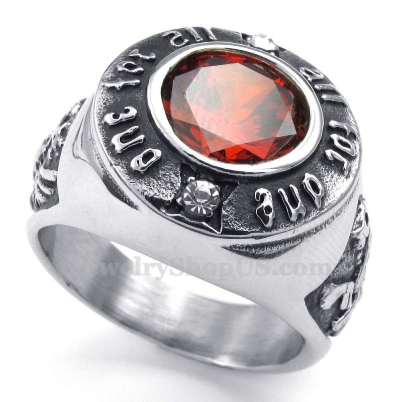 Titanring Med Röd Zirkon Titanring Med Röd Zirkon