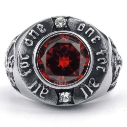 Titanring Med Röd Zirkon
