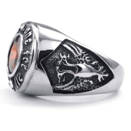 Titanring Med Röd Zirkon