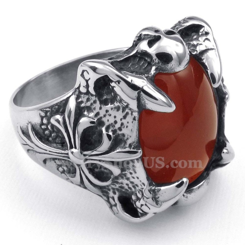 Titanröd Agat Inlagd Ring Titanröd Agat Inlagd Ring