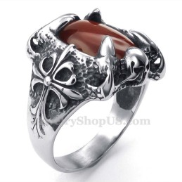 Titanröd Agat Inlagd Ring