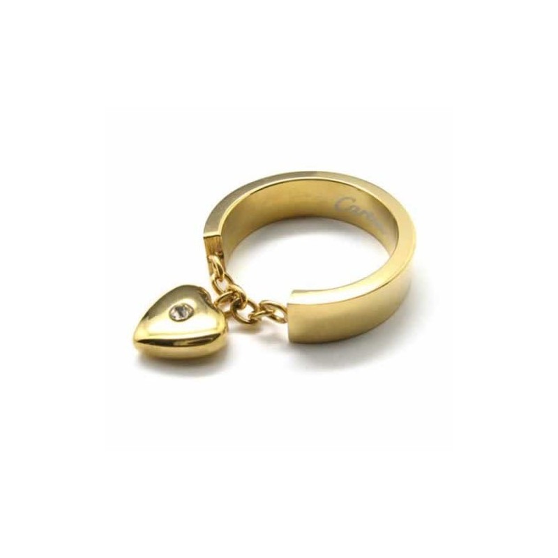 Diamantinfattad 5 Mm Hjärtformad Titanring I 18 Karat Guld Diamantinfattad 5 Mm Hjärtformad Titanring I 18 Karat Guld