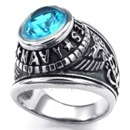Titanring Med Blå Zirkon