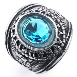Titanring Med Blå Zirkon