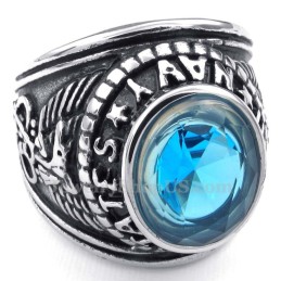 Titanring Med Blå Zirkon
