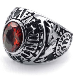 Titanring Med Infälld Röd Zirkon