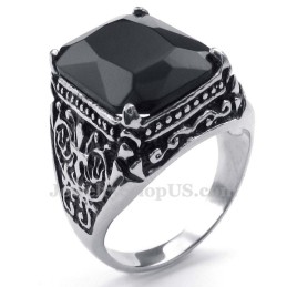 Titanring Med Svart Zirkon