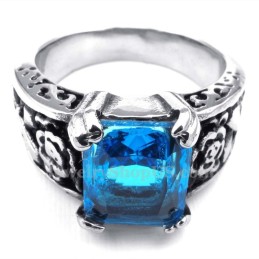 Titanring Med Blå Zirkon