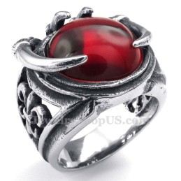 Titanring Med Röd Zirkon
