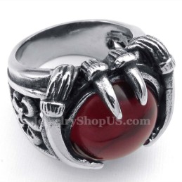 Titanring Med Röd Zirkon