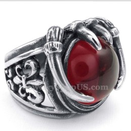 Titanring Med Röd Zirkon