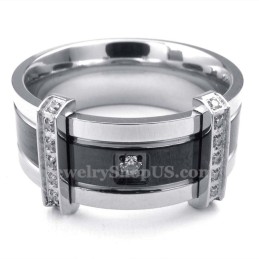 Herrring I Titan Med Vit Strass