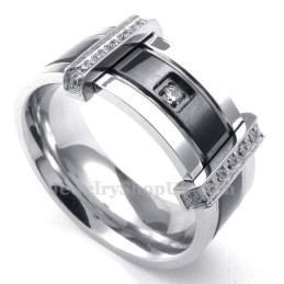 Herrring I Titan Med Vit Strass