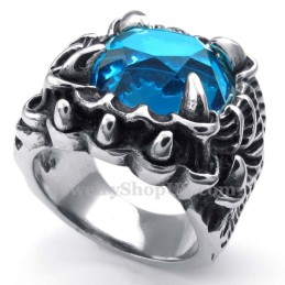 Titanring Med Blå Zirkon