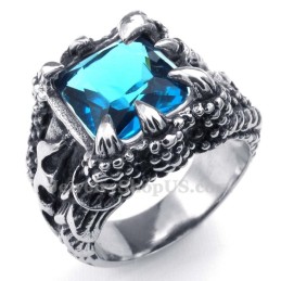 Titanring Med Blå Zirkon