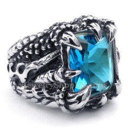 Titanring Med Blå Zirkon