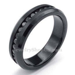 Svart Titanring Med Strass