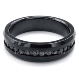 Svart Titanring Med Strass