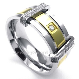 Moderiktig Guld-Silver-Titanring Med Strass