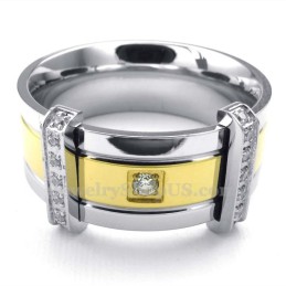 Moderiktig Guld-Silver-Titanring Med Strass