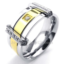 Moderiktig Guld-Silver-Titanring Med Strass