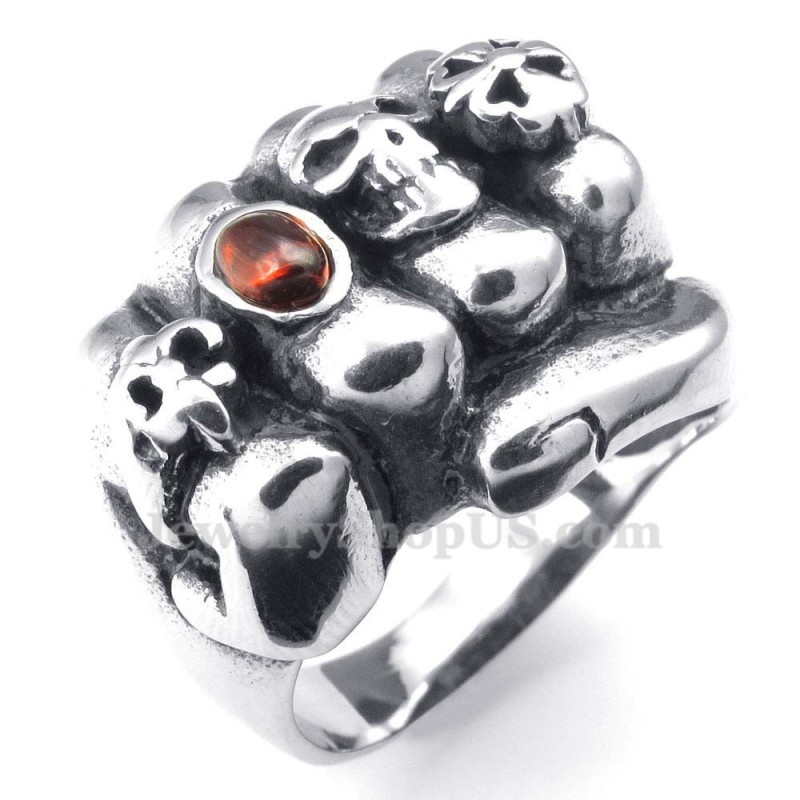 Titan Näve Ring Med Röd Zirkon Titan Näve Ring Med Röd Zirkon