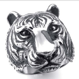 Titanring Med Tigerhuvud