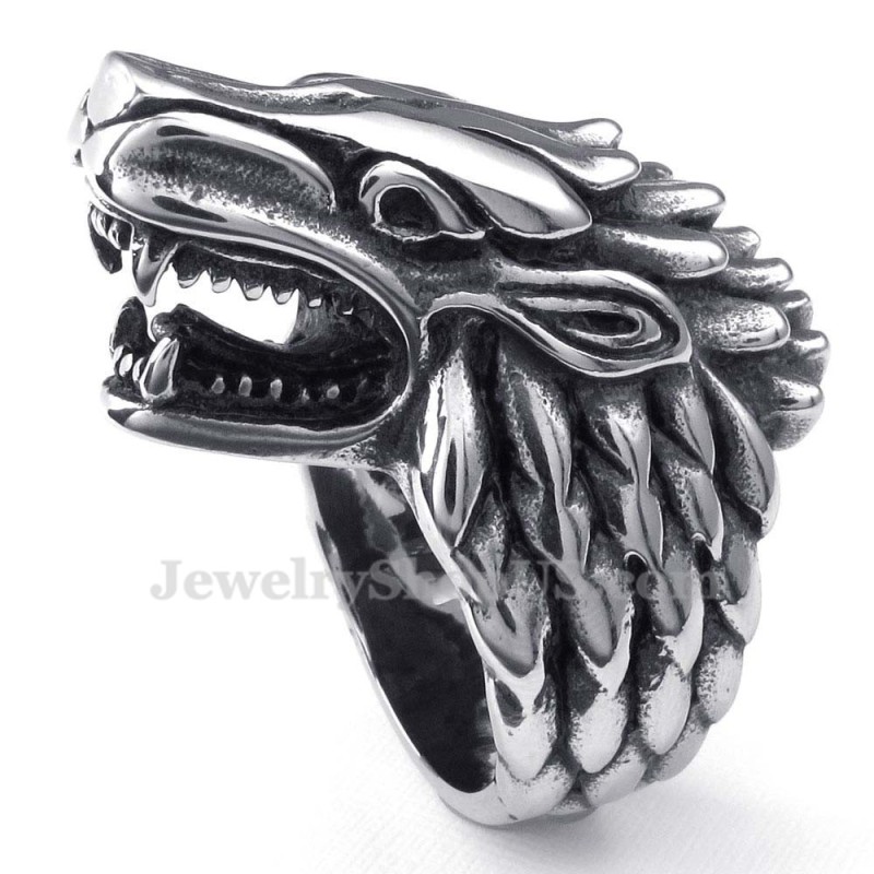Titanring Med Varghuvud Titanring Med Varghuvud