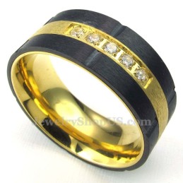 Guldsvart Titanring Med Vit Zirkon