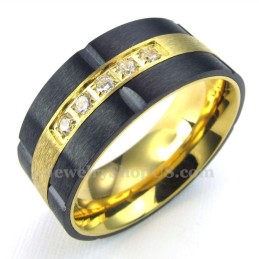 Guldsvart Titanring Med Vit Zirkon