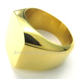 Herrring I Guld Med Slät Titan