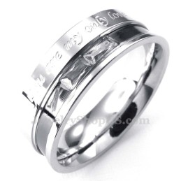 Titanring Med Äktenskapssten Och Vit Strass