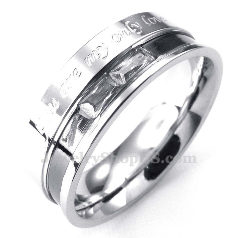 Titanring Med Äktenskapssten Och Vit Strass Titanring Med Äktenskapssten Och Vit Strass
