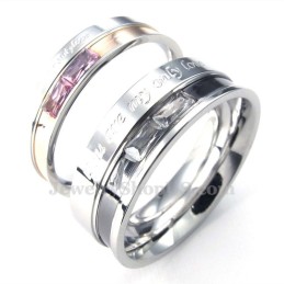 Titanring Med Äktenskapssten Och Vit Strass