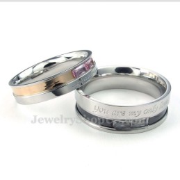 Titanring Med Äktenskapssten Och Vit Strass