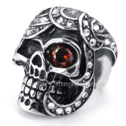 Röd Zirkon Titan Skalle Ring